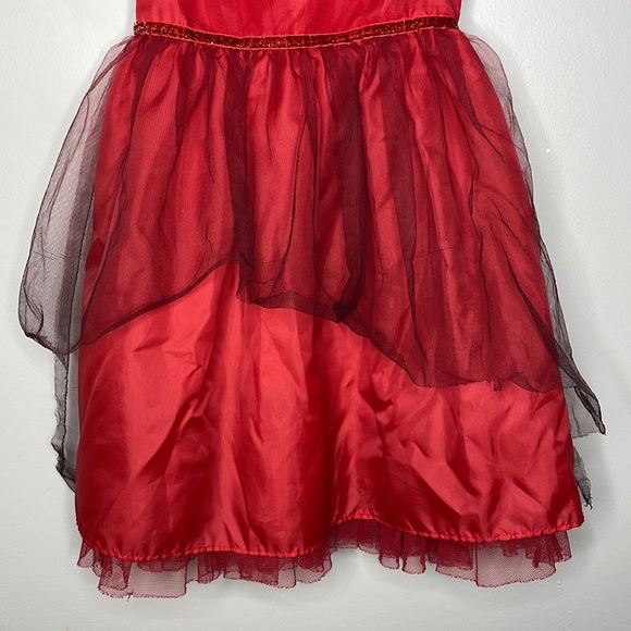 Sweet Heart Rose Girls Size 4 Red Black Sleeveless Glitter Tulle Holiday Dress - Picture 4 of 10